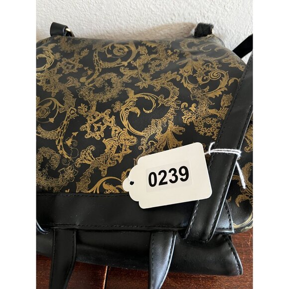 Versace Parfums Backpack Black Gold Adjustable Straps & Zip Pockets Vegan Faux L - Picture 7 of 15